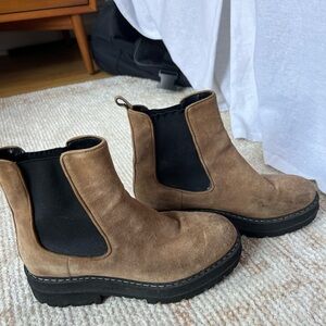 Brown and black chunky booties